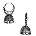 Load image into Gallery viewer, Abhinn Black Polish Silver Oxidised Bali with Jhumki Earrings For Women

