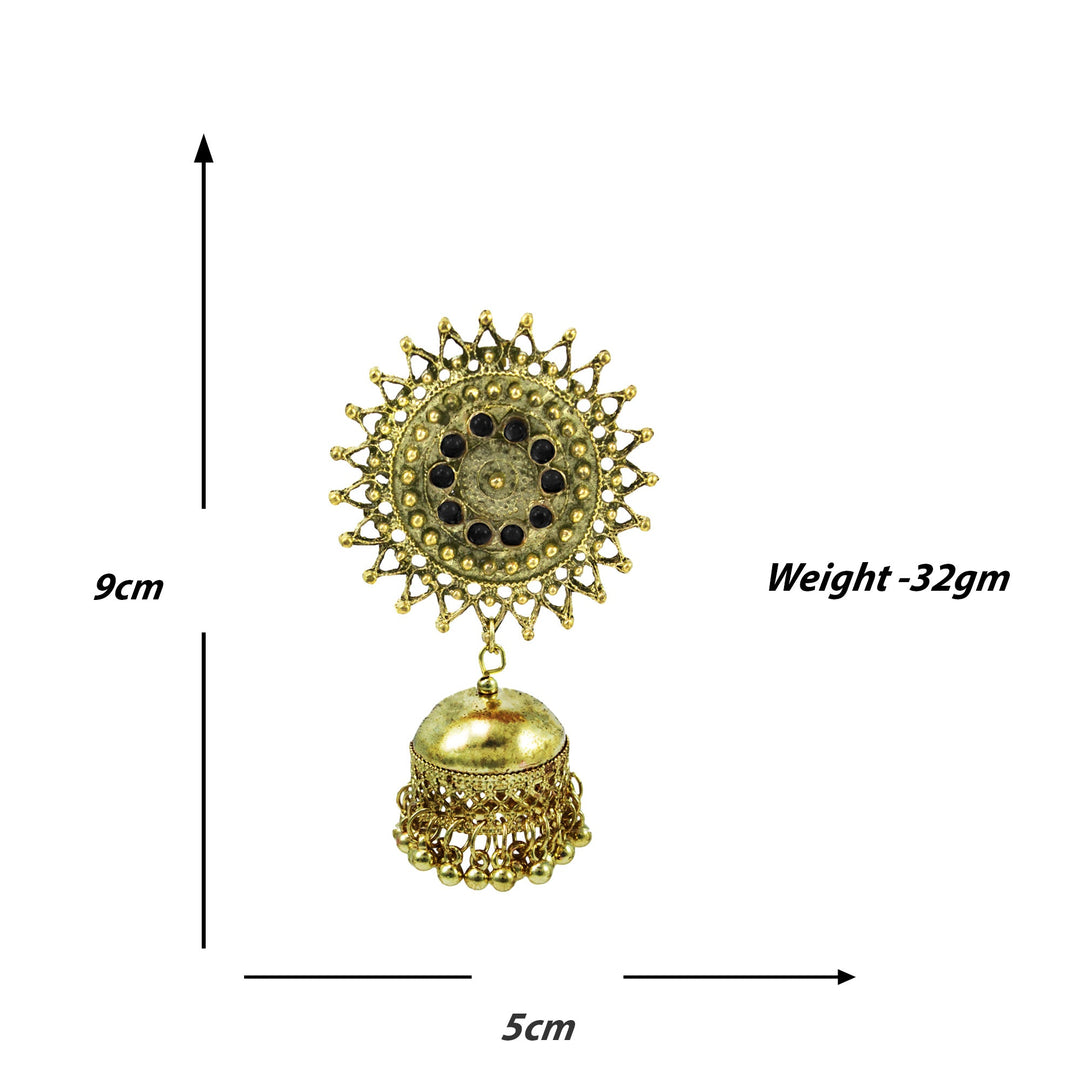 Abhinn Stylish Golden Oxidised Sun Shaped Jhumka Earrings For Women