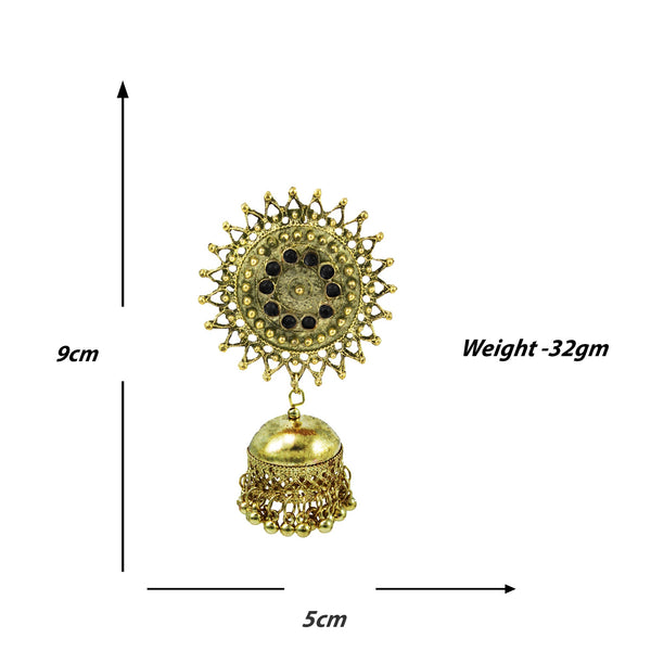 Abhinn Stylish Golden Oxidised Sun Shaped Jhumka Earrings For Women