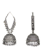 Load image into Gallery viewer, Abhinn Oxidised Silver Triangle Shape Bali With Big Jhumka Earrings for Women
