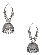 Load image into Gallery viewer, Abhinn Oxidised Silver Triangle Shape Bali With Big Jhumka Earrings for Women
