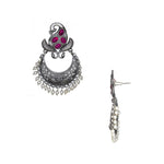 Load image into Gallery viewer, Abhinn Silver Replica Peacock Design Studs With Pink CZ Stones Studded Earrings for Women
