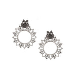 Load image into Gallery viewer, Abhinn Silver Oxidised Peacock and Floral Design Stud Earrings For Women
