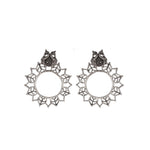 Load image into Gallery viewer, Abhinn Silver Oxidised Peacock and Floral Design Stud Earrings For Women
