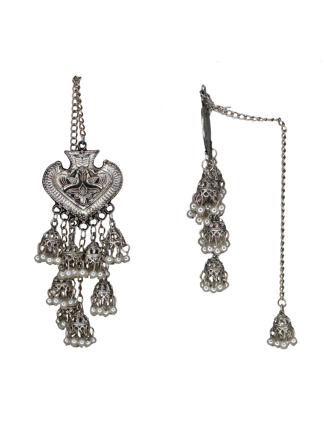 Abhinn Designer 8 Layered German Silver Studs With Jhumki Earrings for Women