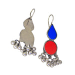 Load image into Gallery viewer, Abhinn Afghani Silver Plated Red-Blue Glass Dangler Earrings For Women
