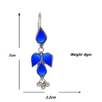 Load image into Gallery viewer, Abhinn Afghani Silver Plated Petal Shape Blue Glass Dangler Earrings For Women
