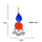 Load image into Gallery viewer, Abhinn Afghani Silver Plated Geometrical Parrot Blue-Red Glass Dangler Earrings For Women
