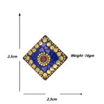 Load image into Gallery viewer, Abhinn Handmade Tibetan Gold Plated Blue Square Stud Earrings For Women
