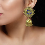 Load image into Gallery viewer, Abhinn Stylish Golden Oxidised Sun Shaped Jhumka Earrings For Women
