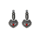 Load image into Gallery viewer, Abhinn Silver Replica Peacock Red Studs Dangler Earrings For Women
