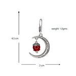 Load image into Gallery viewer, Abhinn Unique Silver Moon Shaped Mahroon Dangler Earrings For Women
