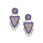 Load image into Gallery viewer, Abhinn Silver Oxidised Geometrical Design Red-Blue Dangler Earrings For Women
