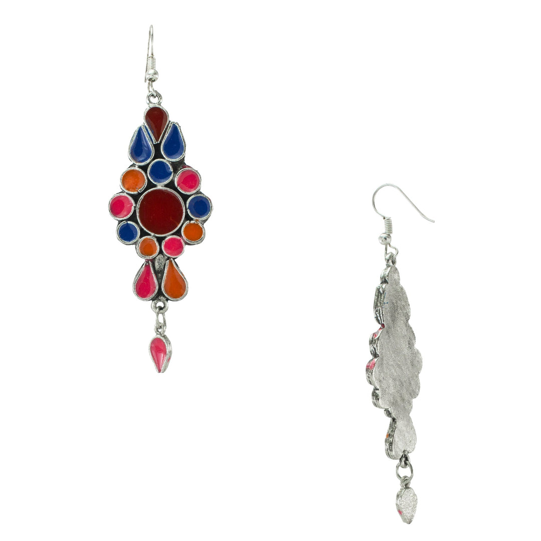 Abhinn Meenakari Afghani Silver Non-Precious Metal Earring for Women