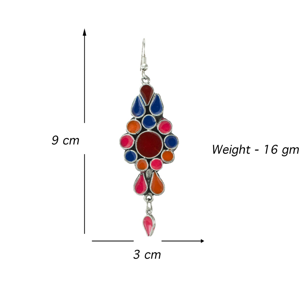 Abhinn Meenakari Afghani Silver Non-Precious Metal Earring for Women