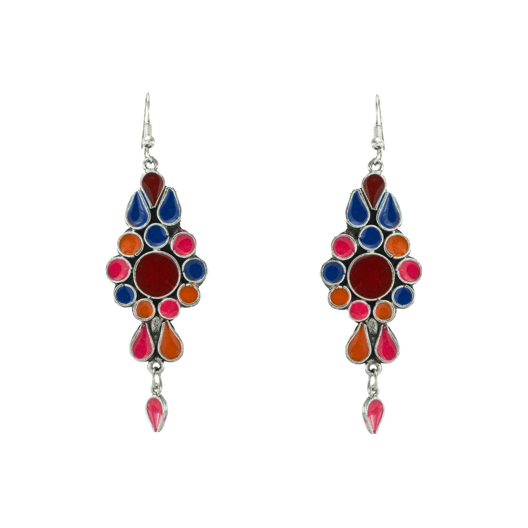 Abhinn Meenakari Afghani Silver Non-Precious Metal Earring for Women