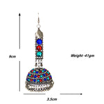 Load image into Gallery viewer, Abhinn Afghani Silver Oxidised Multi Color Unique Jhumka Earrings For Women
