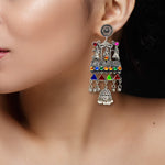 Load image into Gallery viewer, Abhinn Silver Oxidised Doli Design Multi Colour Dangler Earrings For Women-1
