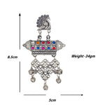 Load image into Gallery viewer, Abhinn Silver Oxidised Peacock and Floral Design Multi Color Dangler Earrings For Women
