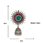 Load image into Gallery viewer, Abhinn Oxidised Silver Sun Shape Multi Color Beaded Jhumka Earrings For Women
