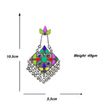 Load image into Gallery viewer, Abhinn Silver Oxidised Tribal Design Afghani Multi Colour Dangler Earrings For Women
