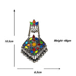 Load image into Gallery viewer, Abhinn Afghani Multi-Color Silver Oxidised Floral Design Dangler Earrings For Women
