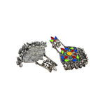 Load image into Gallery viewer, Abhinn Afghani Multi-Color Silver Oxidised Floral Design Dangler Earrings For Women
