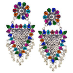 Load image into Gallery viewer, Abhinn Silver Oxidised Geometrical Design Multi Dangler Earrings For Women
