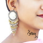 Load image into Gallery viewer, Abhinn Dual Tone Dangler With Mirror Stud Jhalar Earrings For Women
