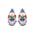 Load image into Gallery viewer, Abhinn Afghani Silver Oxidised Tribal Design Multi Colour Dangler Earrings For Women
