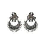 Load image into Gallery viewer, Silver lookalike Peacock Design Studs With Yellow Stones Studded Earrings for Women
