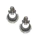 Load image into Gallery viewer, Silver lookalike Peacock Design Studs With Yellow Stones Studded Earrings for Women
