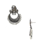Load image into Gallery viewer, Silver lookalike Peacock Design Studs With Yellow Stones Studded Earrings for Women
