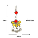 Load image into Gallery viewer, Abhinn Afghani Silver Plated Floral Design Yellow-Red Glass Dangler Earrings For Women

