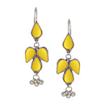 Load image into Gallery viewer, Abhinn Afghani Silver Plated Petal Shape Yellow Glass Dangler Earrings For Women
