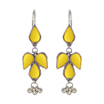 Load image into Gallery viewer, Abhinn Afghani Silver Plated Petal Shape Yellow Glass Dangler Earrings For Women

