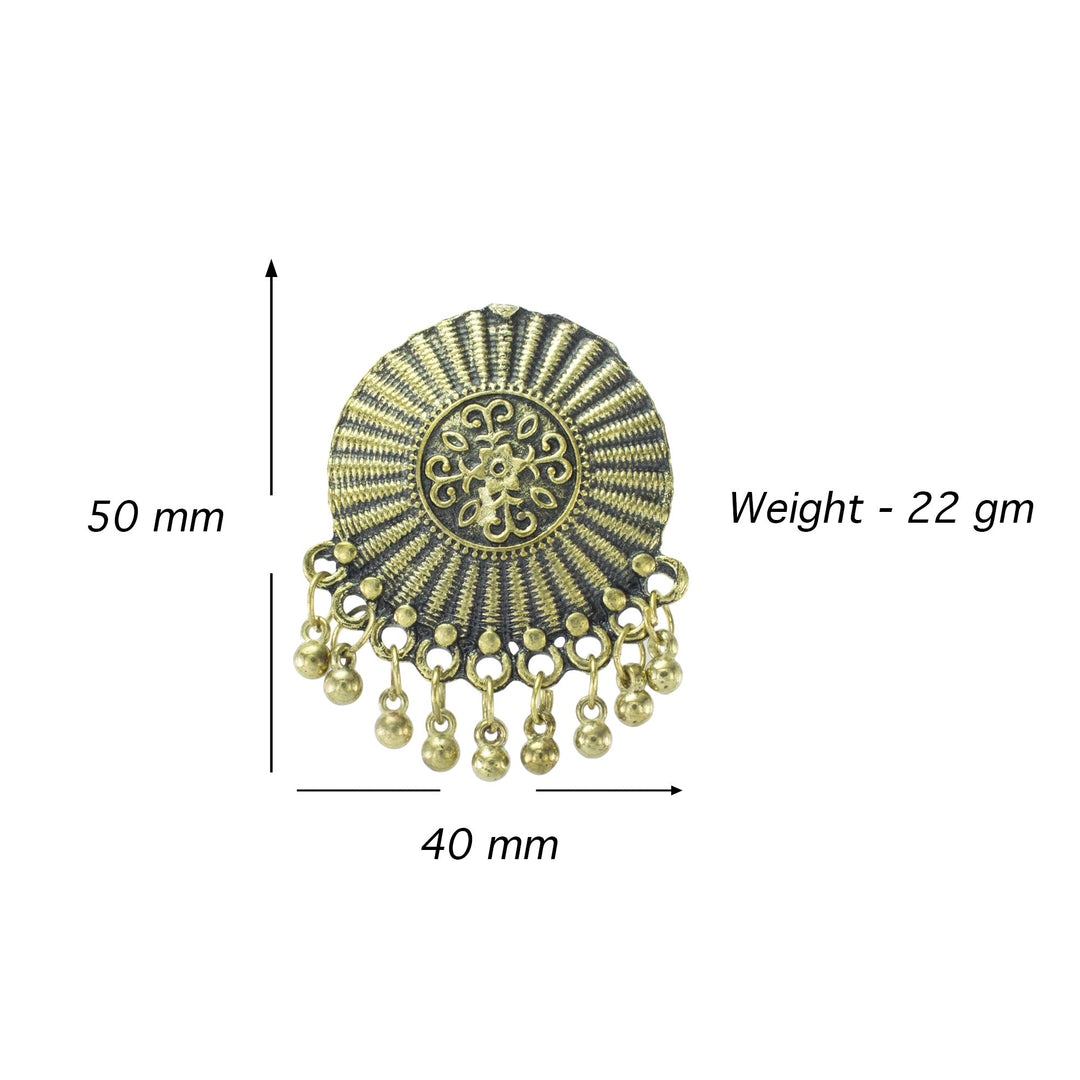 Golden Oxidized Floral Design Stud Earrings for Women