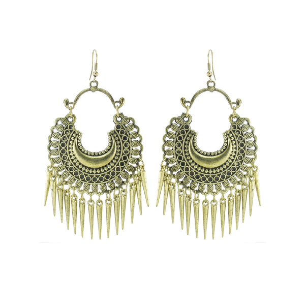 Abhinn Stylish German Golden Oxidized Crescent Chandbali Earrings for Women