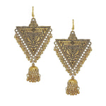 Load image into Gallery viewer, Abhinn Gold Plated Oxidised Triangle Shape Dangler &amp; Jhumki Earrings For Women
