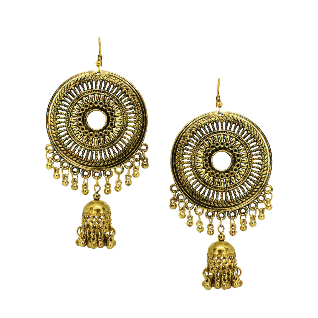 Abhinn Golden Oxidised Trendy Design Dangler With Jhumki  Earrings For Women