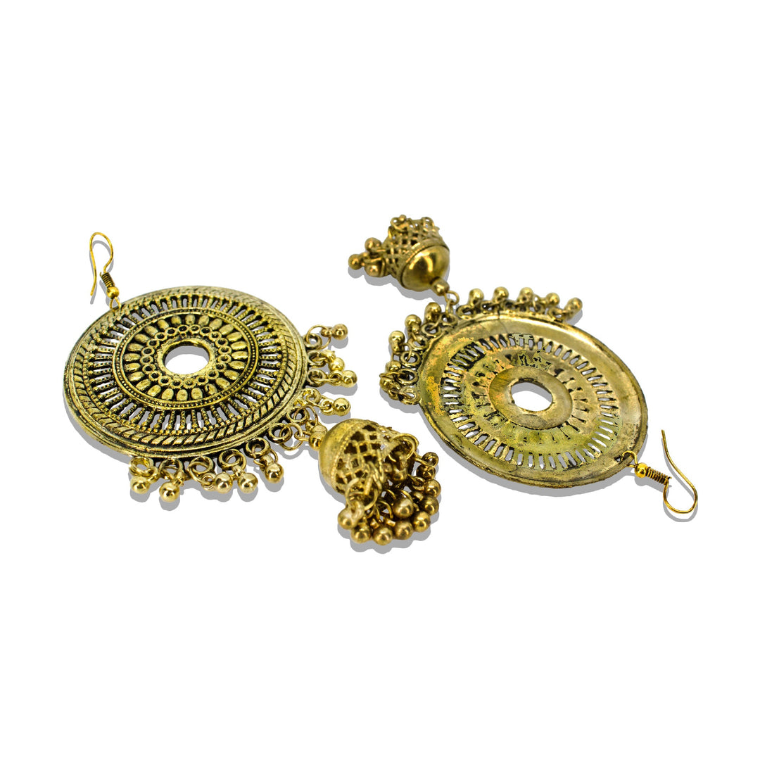 Abhinn Golden Oxidised Trendy Design Dangler With Jhumki  Earrings For Women