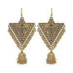 Load image into Gallery viewer, Abhinn Gold Plated Oxidised Triangle Shape Dangler &amp; Jhumki Earrings For Women
