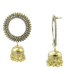Load image into Gallery viewer, Abhinn Golden Oxidised Sun Shaped Stud With Jhumka Earrings for Women
