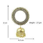 Load image into Gallery viewer, Abhinn Golden Oxidised Sun Shaped Stud With Jhumka Earrings for Women
