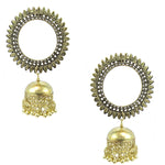 Load image into Gallery viewer, Abhinn Golden Oxidised Sun Shaped Stud With Jhumka Earrings for Women
