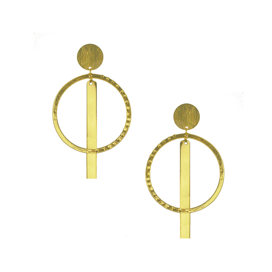 Abhinn Western Geometrical Hammered Design Dangler Earrings For Women