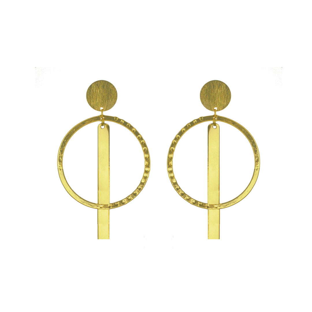 Abhinn Western Geometrical Hammered Design Dangler Earrings For Women