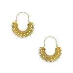 Load image into Gallery viewer, Abhinn Golden Plated Temple Design With White Beads Hoop Earrings For Women
