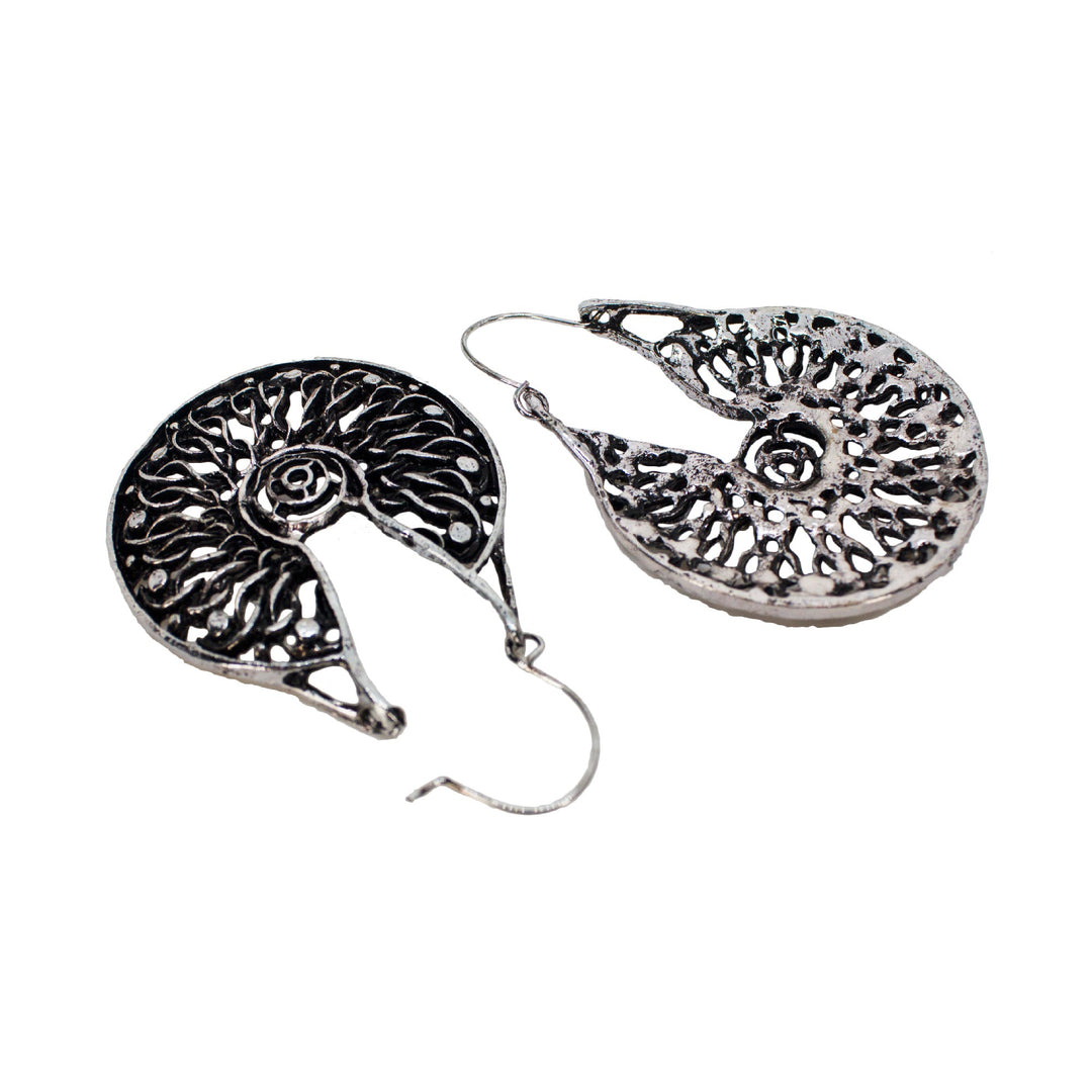 Abhinn Antique Black Plated Silver Oxidised Hoop Earrings For Women