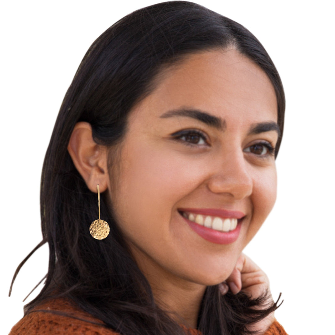 Abhinn Beautiful Hammered Rose-gold Circle Drop Earrings For Women